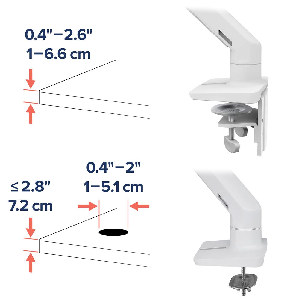 Bras Support écran Gaming Ergotron HX HD - Pour écrans Incurvés Jusqu'à 49", 12.7-19.1kg, VESA, Blanc